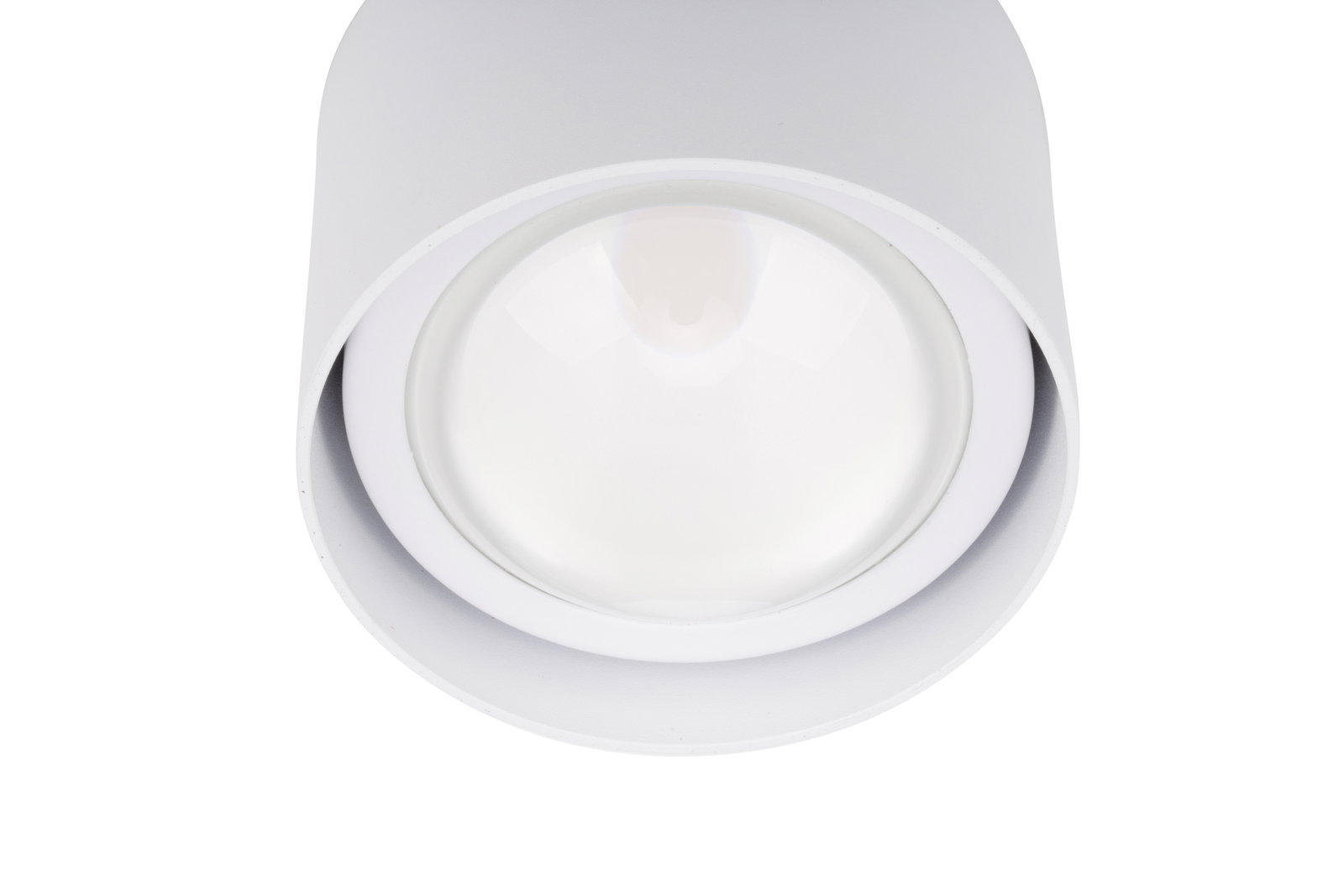 Novel LED-Spotkopf LED-Spotkopf in weißer Farbe, von unten betrachtet, mit klarer Linse.