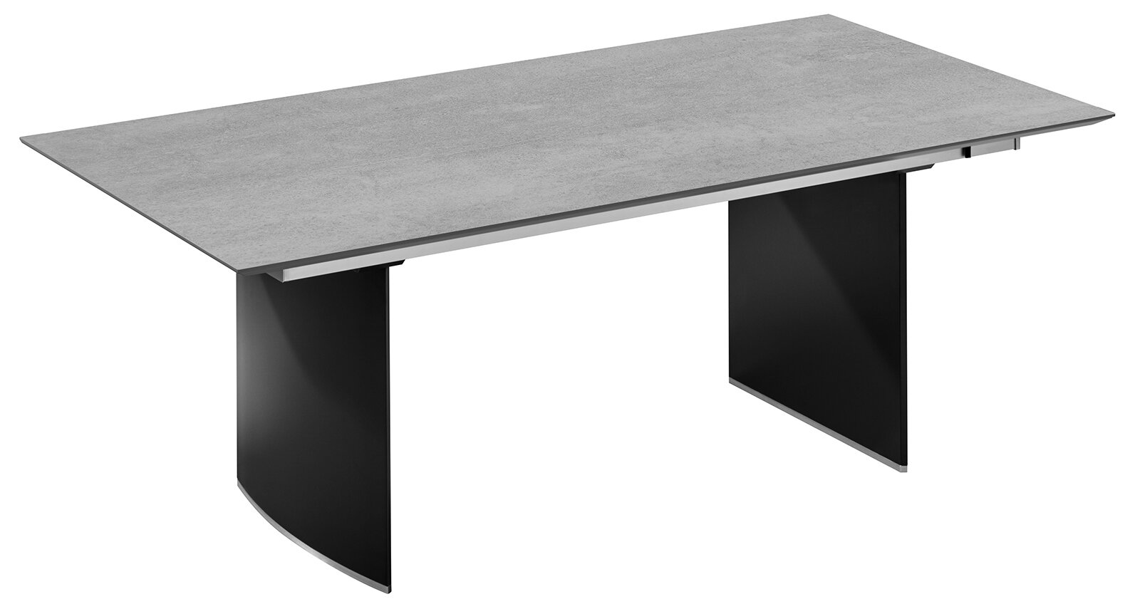 Bacher Esstisch MIRADO Moderner Esstisch mit grauer Tischplatte und schwarzen Beinen, seitliche Perspektive