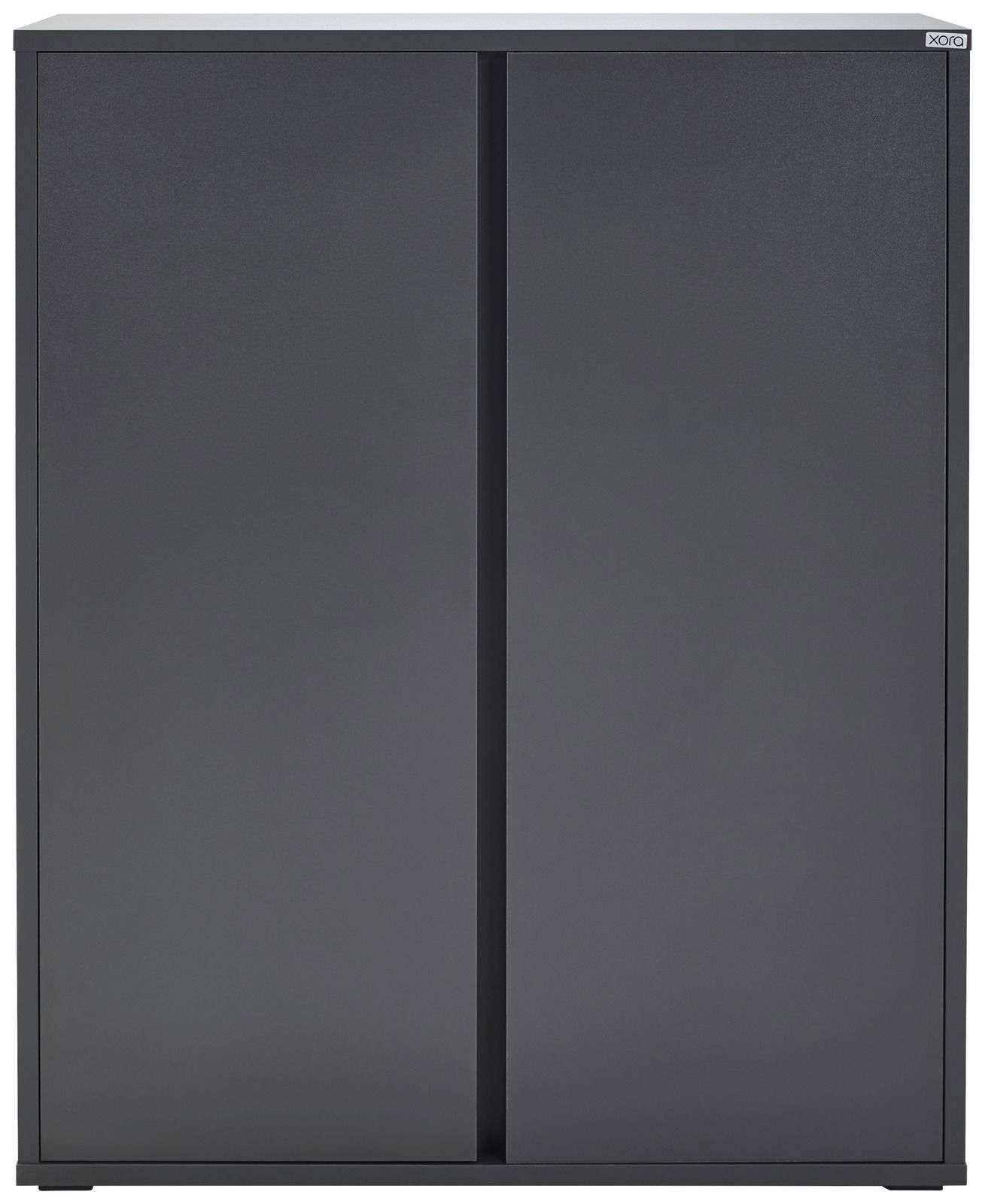 Moderner, grauer Schuhschrank mit zwei Türen, Frontalansicht