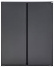 Moderner, grauer Schuhschrank mit zwei Türen, Frontalansicht