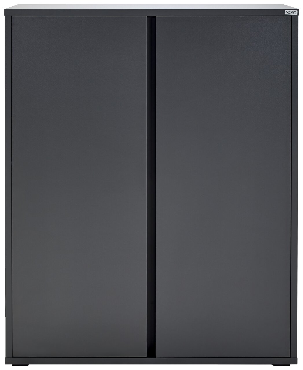 Moderner, grauer Schuhschrank mit zwei Türen, Frontalansicht