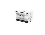 Verpackung mit zwei grünen Sekt- oder Dessertschalen, seitliche Perspektive