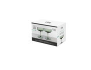 Verpackung mit zwei grünen Sekt- oder Dessertschalen, seitliche Perspektive