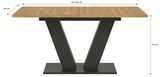 Moderner Esstisch mit Holzplatte und V-förmigem Metallgestell, seitliche Perspektive
