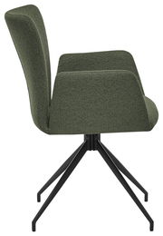 Grüner Armlehnstuhl mit schwarzem Metallgestell, Seitenansicht