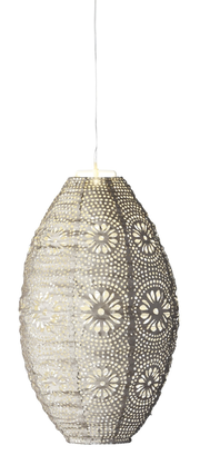 Hängende Solar Laterne mit floralem Muster, seitliche Perspektive