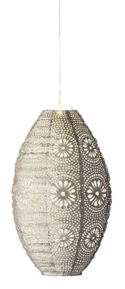Hängende Solar Laterne mit floralem Muster, seitliche Perspektive