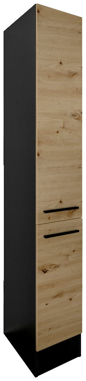 Yourkitchen Apothekerschrank JAZZ Apothekerschrank aus Holz mit schwarzem Korpus, seitliche Perspektive