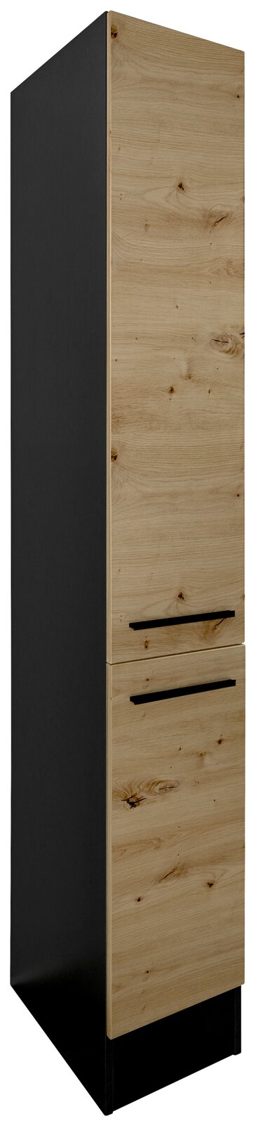Yourkitchen Apothekerschrank JAZZ Apothekerschrank aus Holz mit schwarzem Korpus, seitliche Perspektive