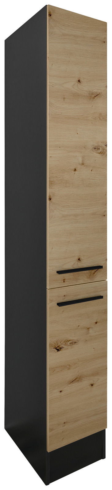 Apothekerschrank aus Holz mit schwarzem Korpus, seitliche Perspektive