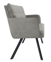 Grauer, gerippter Sessel mit schwarzen Metallbeinen, Seitenansicht