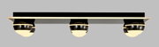 Moderne led-plafondlamp met drie bolvormige lampen, zijaanzicht