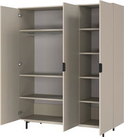 Offener Kleiderschrank mit mehreren Regalböden und Kleiderstange, beige, Frontalansicht