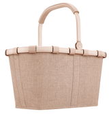 Beiger Einkaufskorb mit stabilem Griff, seitliche Perspektive