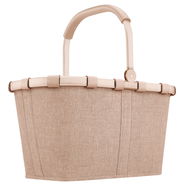 Beiger Einkaufskorb mit stabilem Griff, seitliche Perspektive