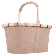 Beiger Einkaufskorb mit stabilem Griff, seitliche Perspektive