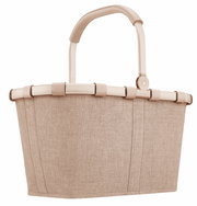 Beiger Einkaufskorb mit stabilem Griff, seitliche Perspektive