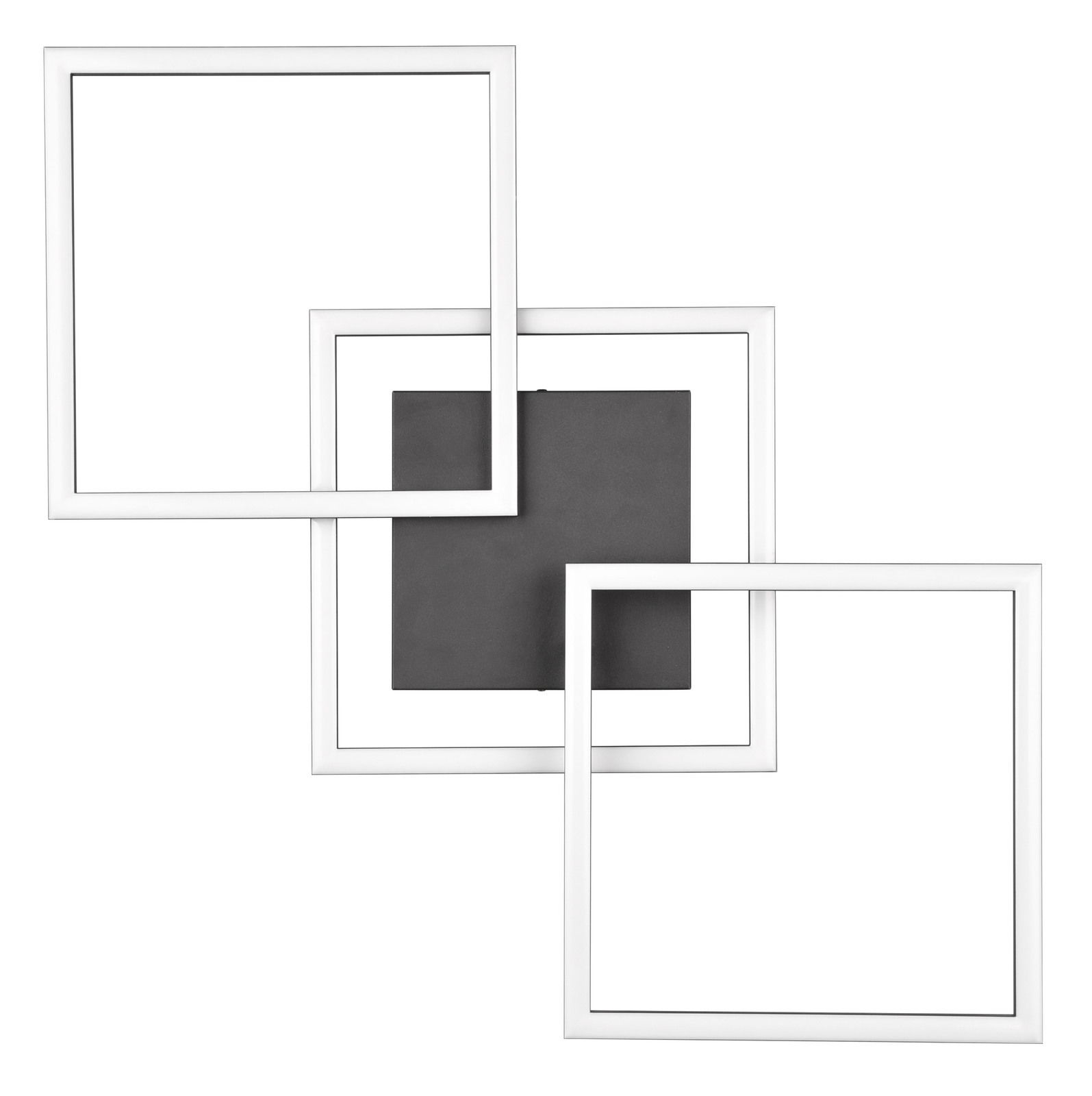 Moderne Deckenleuchte Trail mit drei überlappenden quadratischen Rahmen in Weiß, Ansicht von oben.