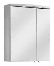 Moderner Spiegelschrank mit zwei Türen und integrierter Beleuchtung, Frontalansicht