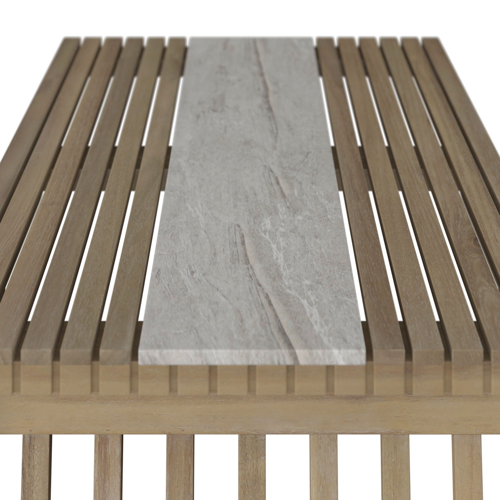 Beistelltisch aus Holz mit Marmorplatte, Ansicht von oben