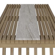 Beistelltisch aus Holz mit Marmorplatte, Ansicht von oben