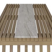 Beistelltisch aus Holz mit Marmorplatte, Ansicht von oben