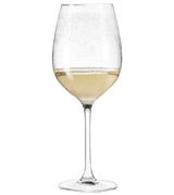 Weißweinglas Chateau mit feinem Muster, gefüllt mit Weißwein, seitliche Ansicht