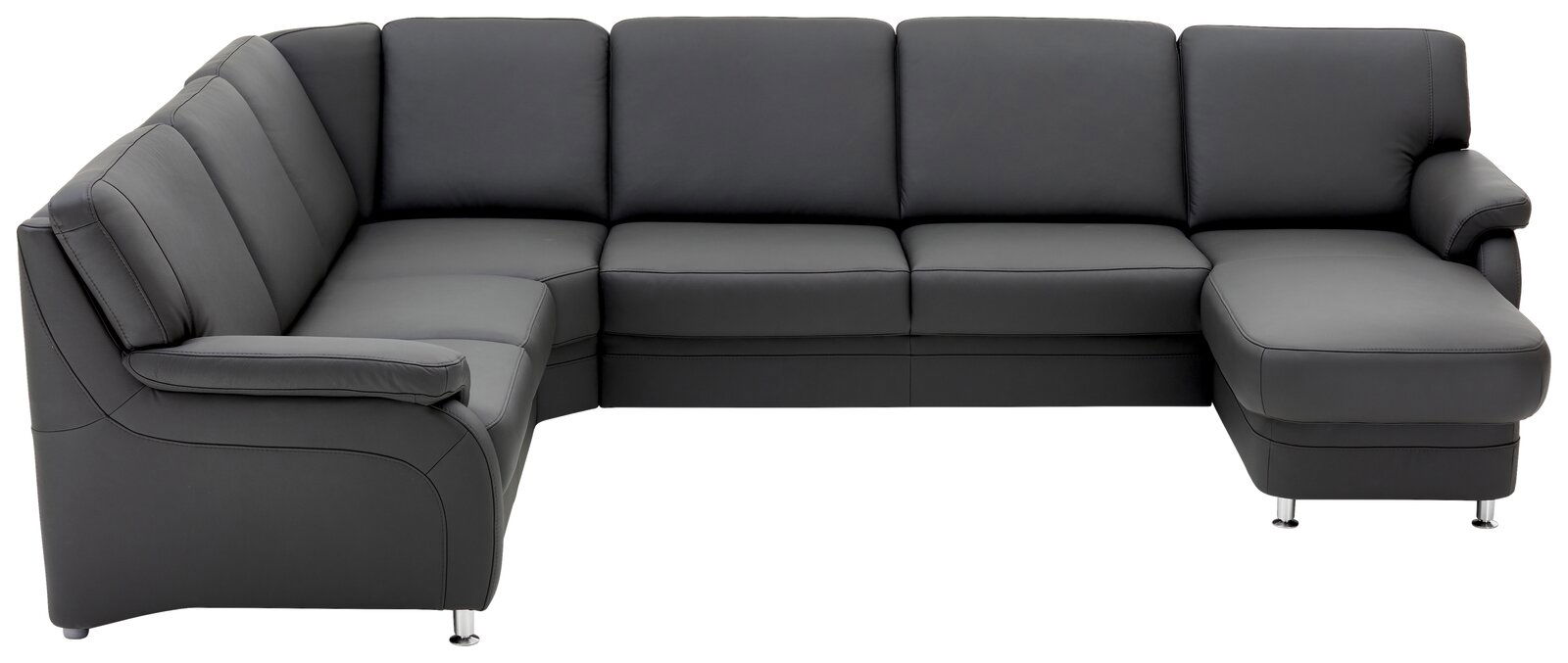 Graue Polsterrundecke in L-Form, Perspektive von vorne