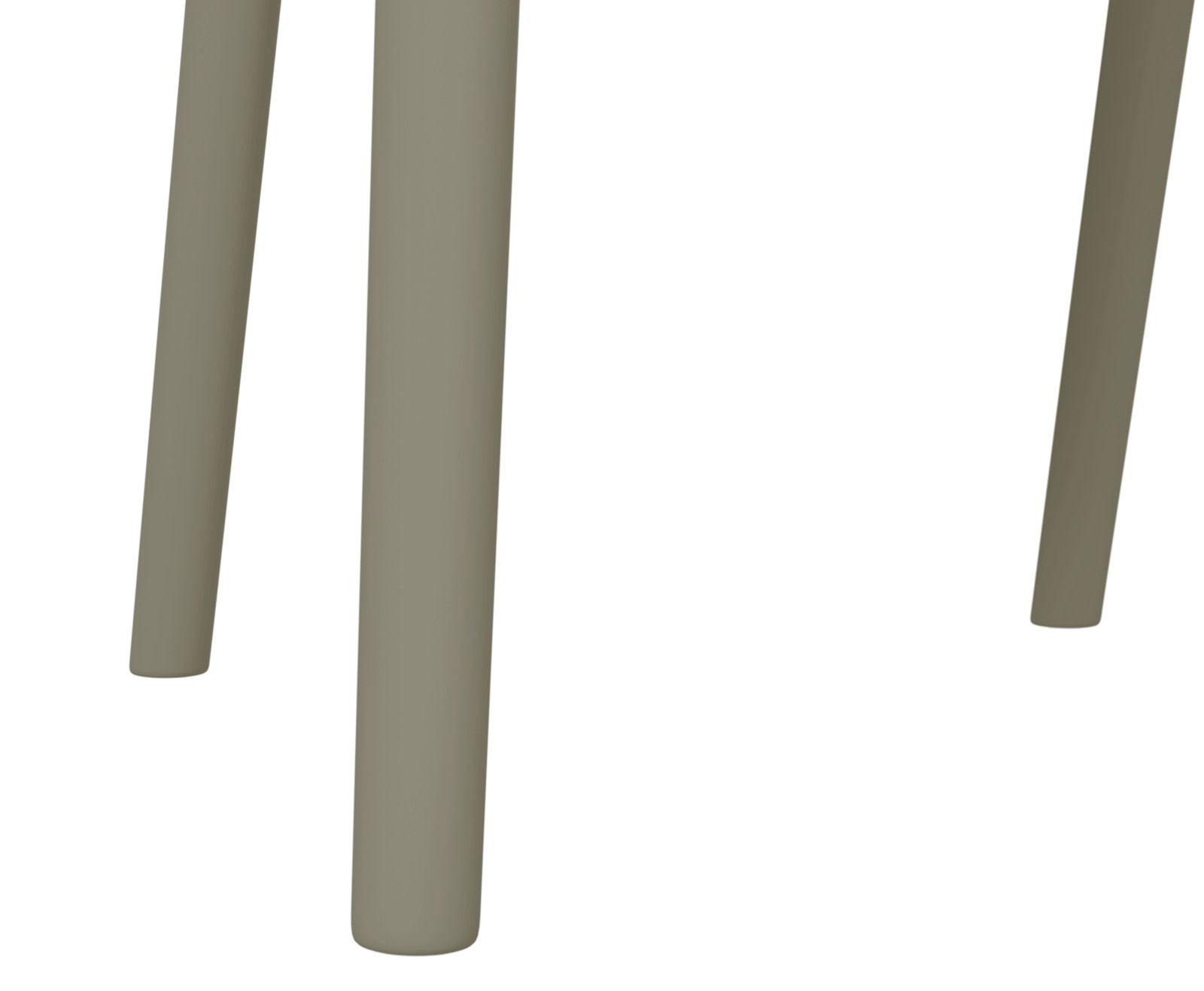 Nahaufnahme der Beine eines Stapelsessels aus Metall, seitliche Perspektive