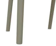 Nahaufnahme der Beine eines Stapelsessels aus Metall, seitliche Perspektive