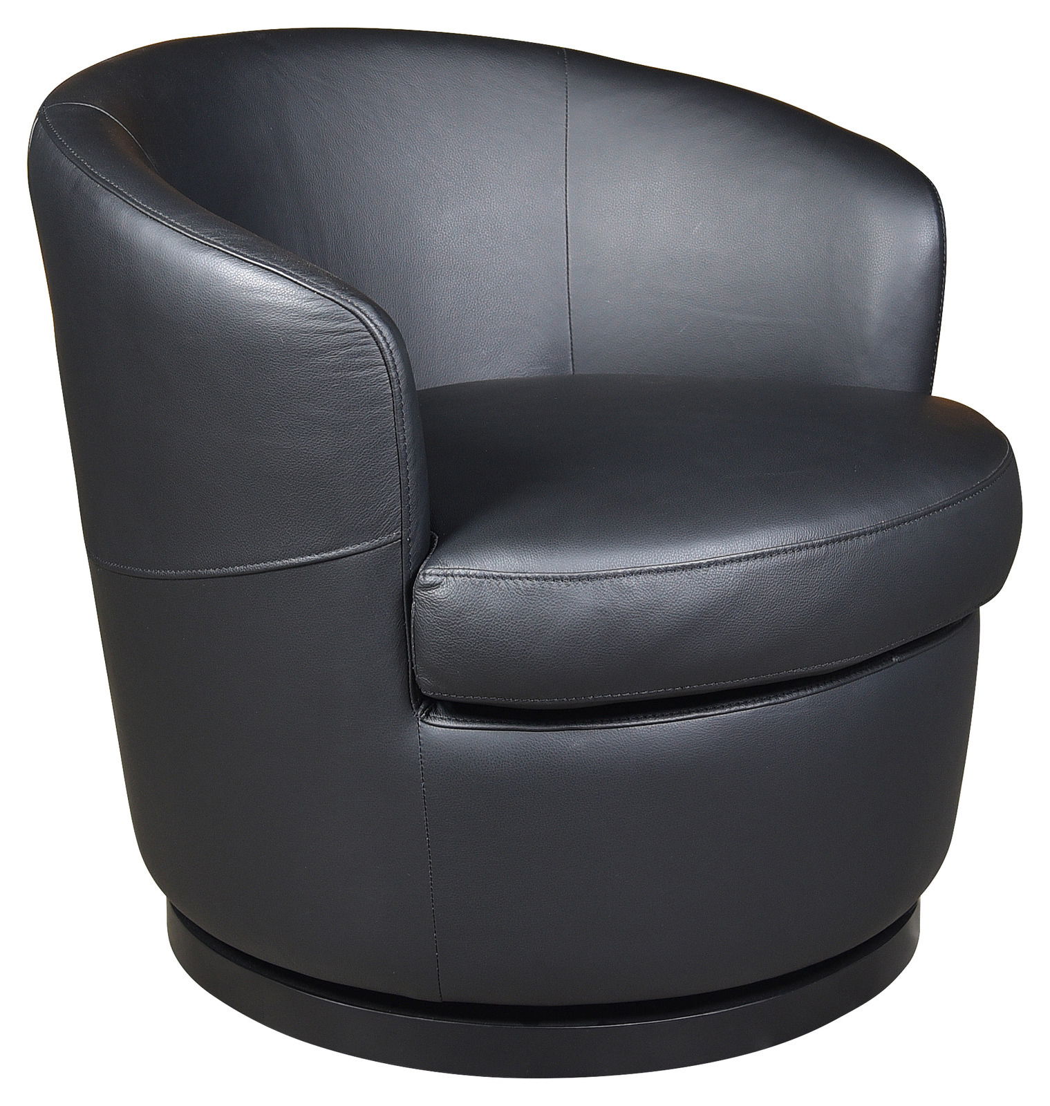 Schwarzer Ledersessel XORA Sessel TREVISIO in halbrunder Form, seitliche Perspektive