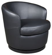 Schwarzer Ledersessel XORA Sessel TREVISIO in halbrunder Form, seitliche Perspektive