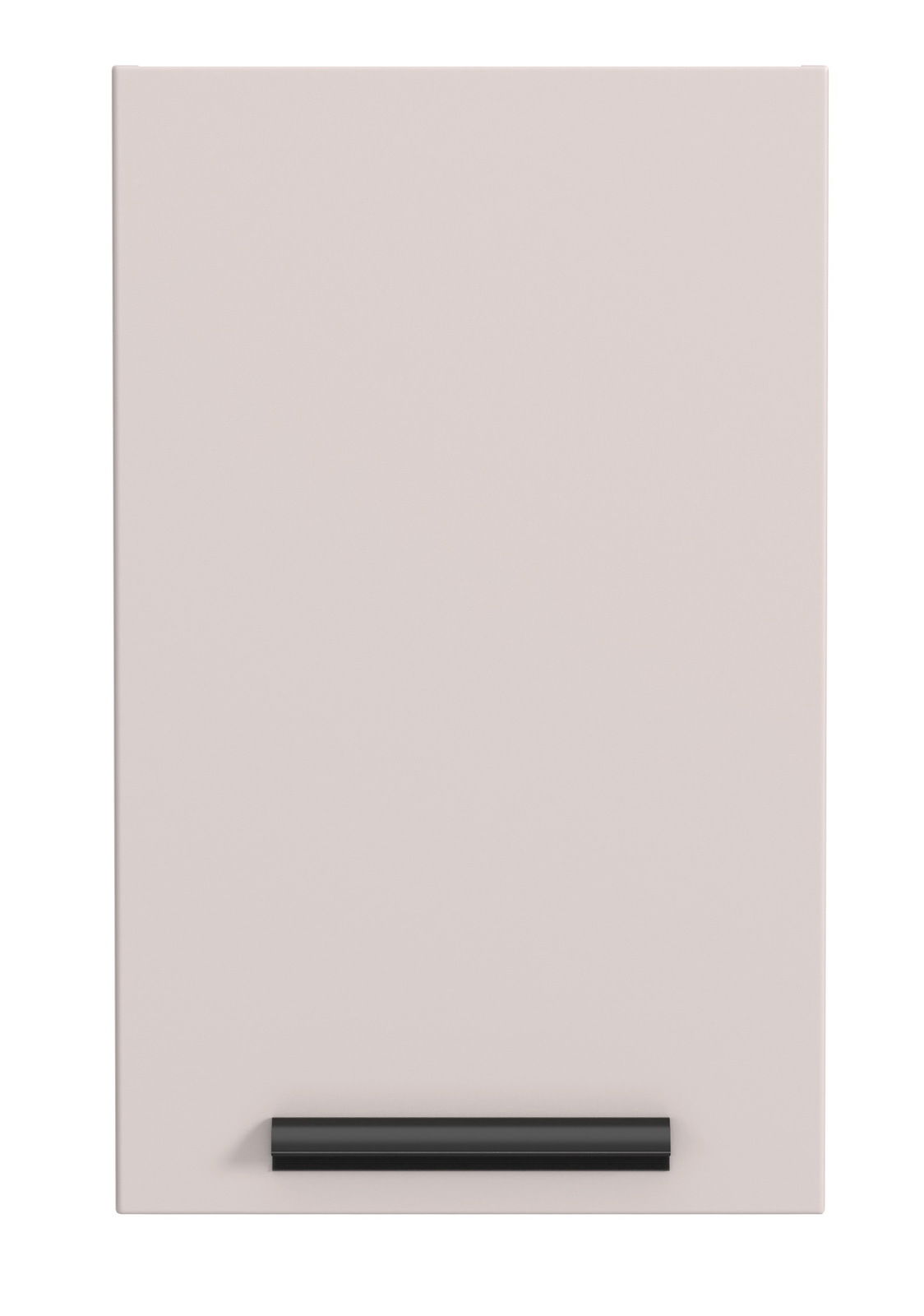 Hängeschrank in Frontansicht mit schlichtem Design und schwarzem Griff