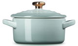 Mini-Cocotte 10cm in der Farbe Seasalt mit Herzform, Vorderansicht