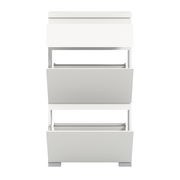 Weißer Schuhschrank mit drei Klappfächern, frontale Ansicht