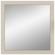 Quadratischer Spiegel mit beigem Rahmen und dekorativen Linien, Frontalansicht