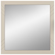 Quadratischer Spiegel mit beigem Rahmen und dekorativen Linien, Frontalansicht