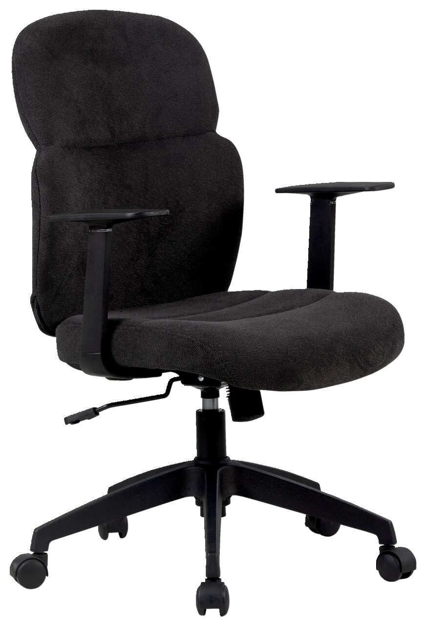 Schwarzer Drehstuhl mit Armlehnen, Seitenansicht