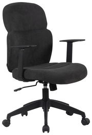 Schwarzer Drehstuhl mit Armlehnen, Seitenansicht