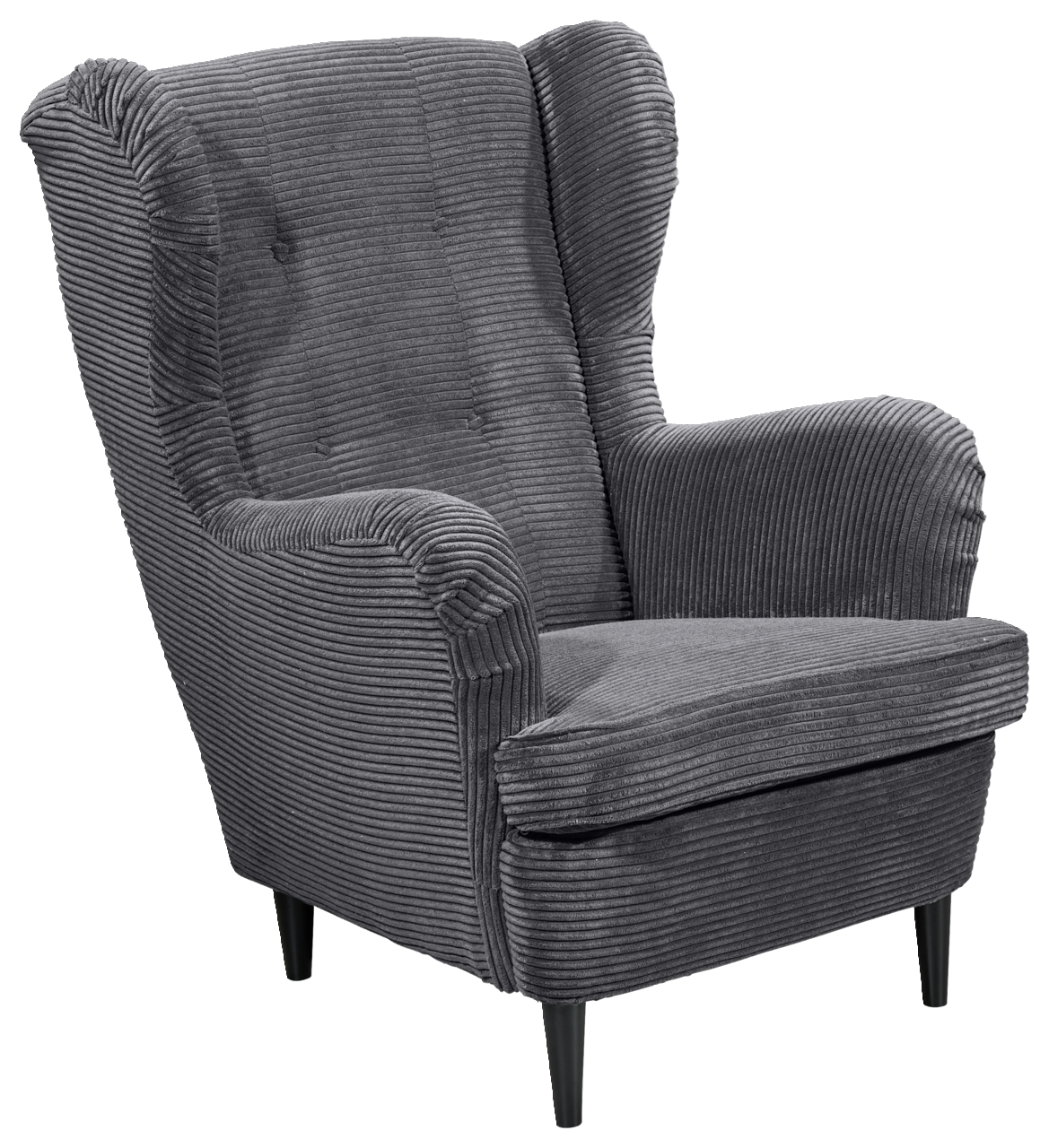 Z2 Sessel OSKAR Grauer Ohrensessel mit geripptem Stoffbezug, Vorderansicht