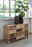 Rustikales Sideboard aus Holz mit verschiedenen Schubladen und dekorativen Mustern, seitliche Perspektive.