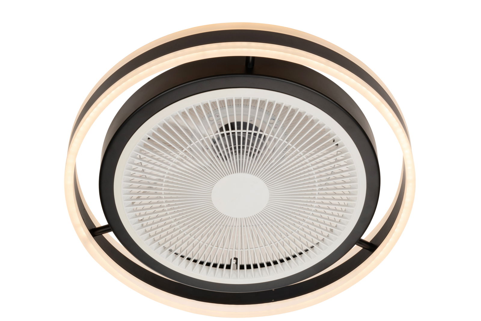 Mican Deckenventilator PASSAT Moderner Deckenventilator mit LED-Beleuchtung, von unten betrachtet.