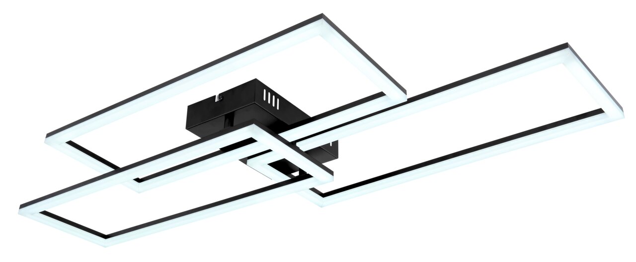 Moderne Deckenleuchte mit rechteckigem, geometrischem Design, seitliche Perspektive