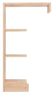 Seitenansicht eines Anstellregals aus Holz mit drei Regalböden, passend für eine Wickelkommode.