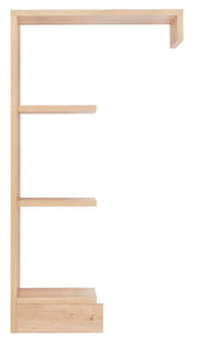 Seitenansicht eines Anstellregals aus Holz mit drei Regalböden, passend für eine Wickelkommode.