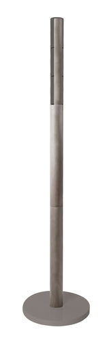 Moderner Garderobenständer aus Metall in Frontalansicht mit rundem Sockel.