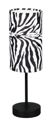 Tischleuchte mit Zebramuster, seitliche Perspektive