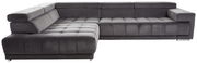 Graues Ecksofa Beldomo Speed SPLIFF S in Frontalansicht mit Polsterrundecke und modernem Design.