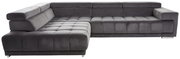 Graues Ecksofa Beldomo Speed SPLIFF S in Frontalansicht mit Polsterrundecke und modernem Design.