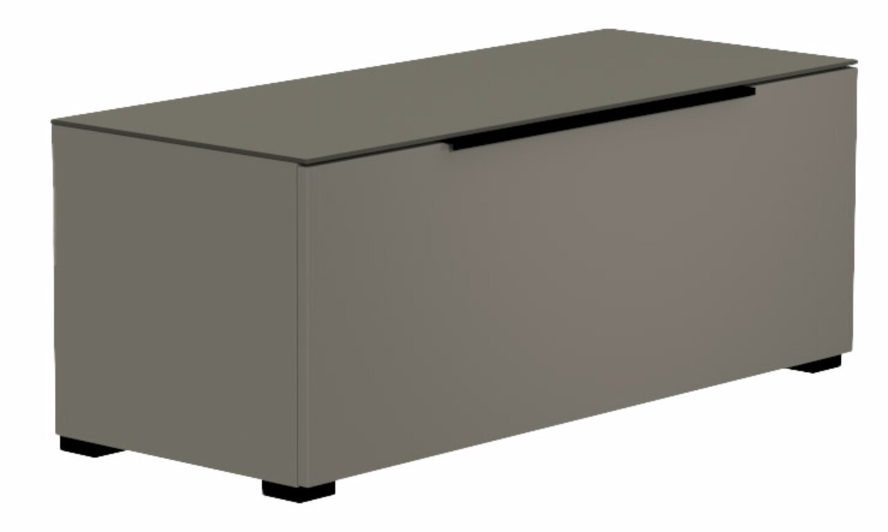TV-Lowboard in moderner, minimalistischer Optik, seitliche Perspektive